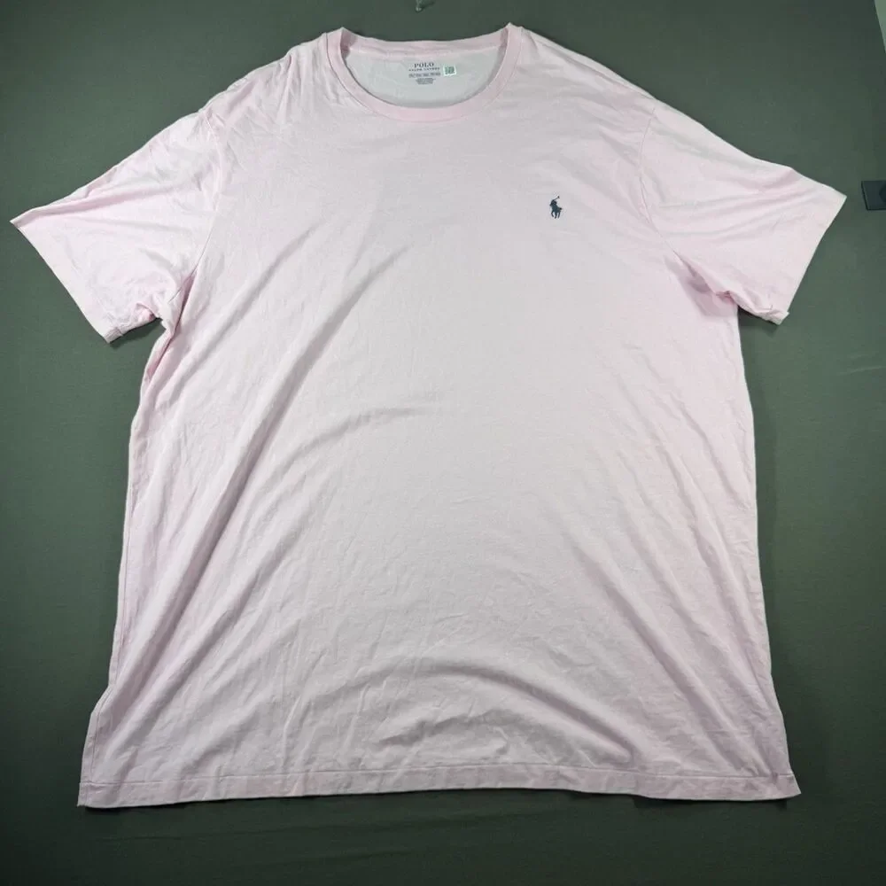 Polo Ralph Lauren Shirt Mens 3XLT Pink T-Shirt Embroidered Pony Cotton Crew Neck